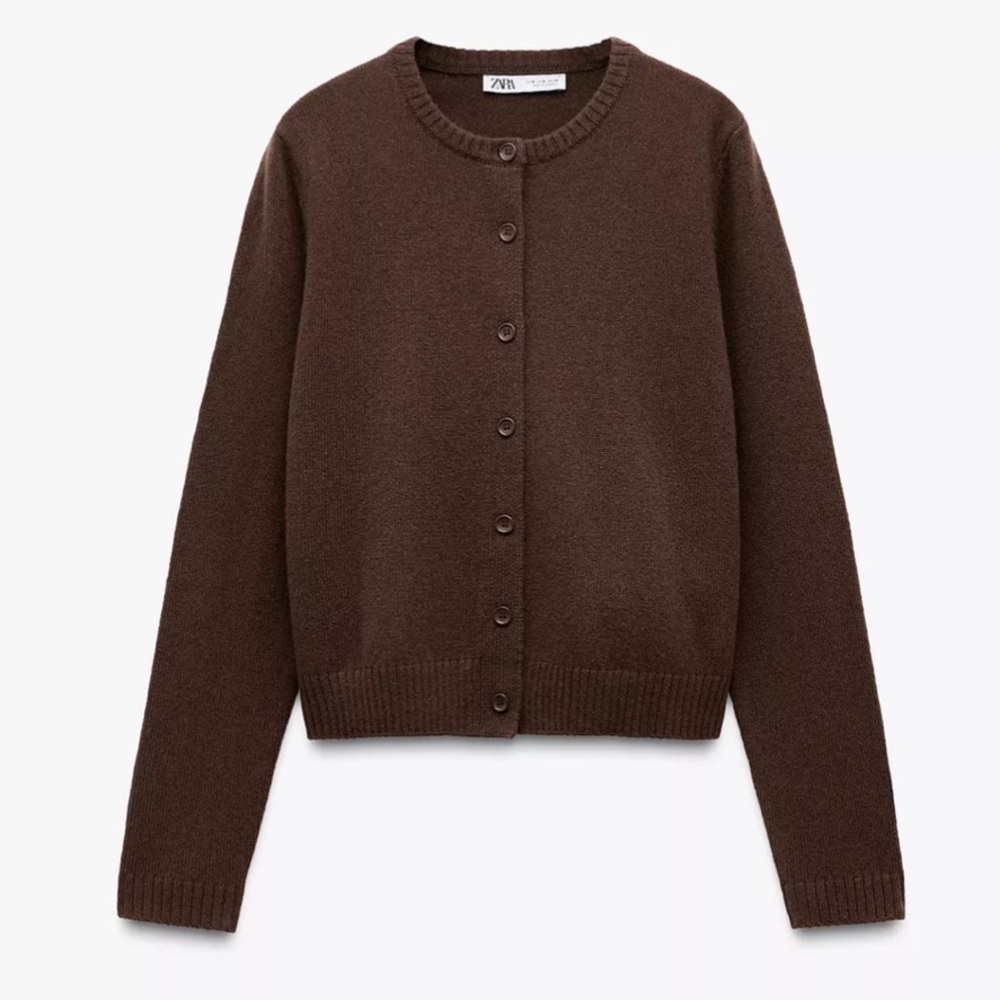 100% Wool Brown Cardigan NWT